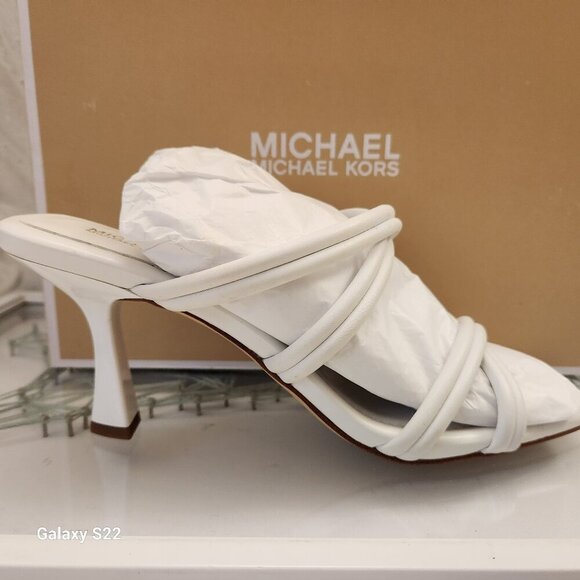 Michael Kors "Corrine" Optic White Heeled Sandals. NIB. Size 9 - Picture 1 of 11
